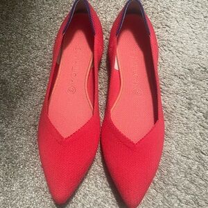 Rothy’s The Point Flame Red Ballet Flat Slip On Shoes Women Chili Bright